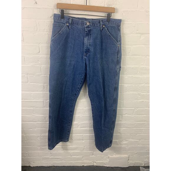 Wrangler Men's Five Star Premium Carpenter Jeans Stright Leg Blue Size 34/30 - Picture 2 of 7